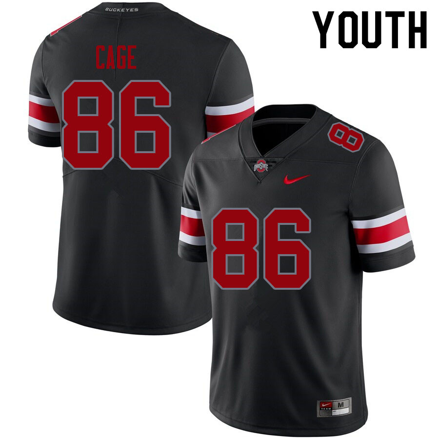 Ohio State Buckeyes Jerron Cage Youth #86 Blackout Authentic Stitched College Football Jersey